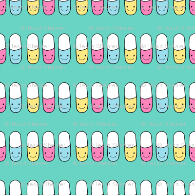 Happy Pills wallpaper - how-store - Spoonflower