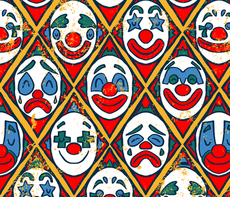 Vintage Clowns - Circus Pattern fabric - antonybriggs - Spoonflower