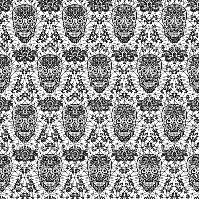 Skull Lace fabric - svetlana_prikhnenko - Spoonflower