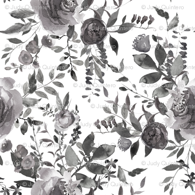 8" black and white garden wallpaper - shopcabin - Spoonflower