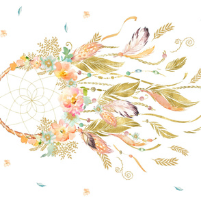 36 X42 Gold Peach Mint Dreamcatcher Spoonflower