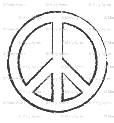 peace sign with charcoal outline - rough edges wallpaper - lilcubby - Spoonflower