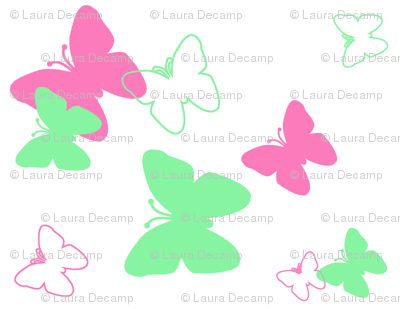 Butterfly Hot Pink Mint Green wallpaper - decamp_studios ...