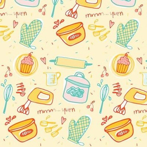 Bake Baking Words Multi Quilts Fabric Fabric Design