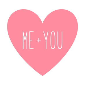 me plus you love heart pretty pink » - Spoonflower