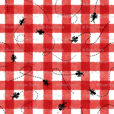 Watercolor Picnic Blanket with Ants fabric - myserval - Spoonflower
