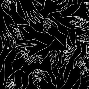 Gestural Hands in white on black