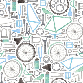 Bike Parts, Cycling Pattern in blue!
