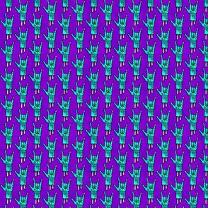 (1" scale) zombie ILY hands - halloween - zombie hands - teal on purple - LAD20BS