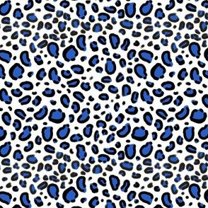 leopard bright royal blue fabric - - Spoonflower