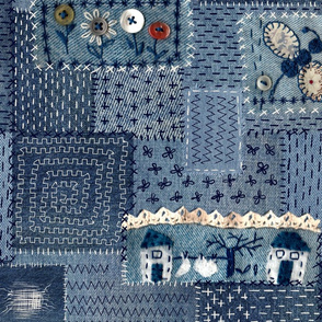 Denim crazy quilting - Spoonflower