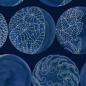 SASHIKO MOON PHASES LARGE - Spoonflower