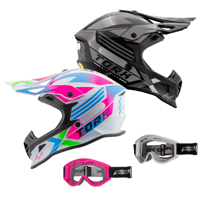 Kit Off Road Pro Tork 2 Capacetes Fast Next + 2 Óculos 788