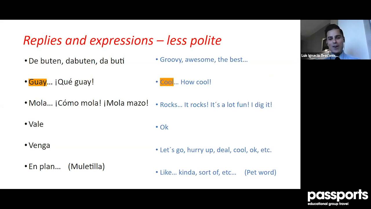 Spanish Street Language — Passports Tour Director lecture