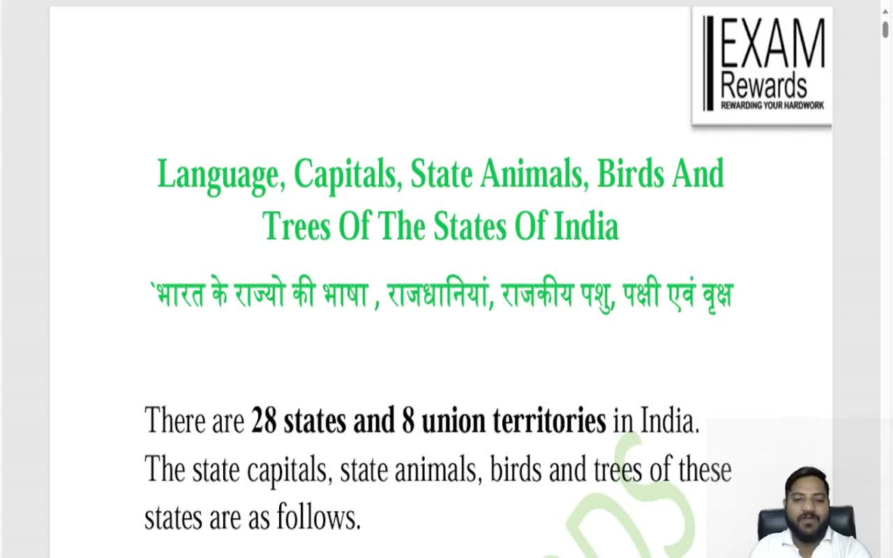 LANGUAGE, CAPITALS, STATE ANIMALS, BIRDS AND TREES OF THE STATES OF INDIA