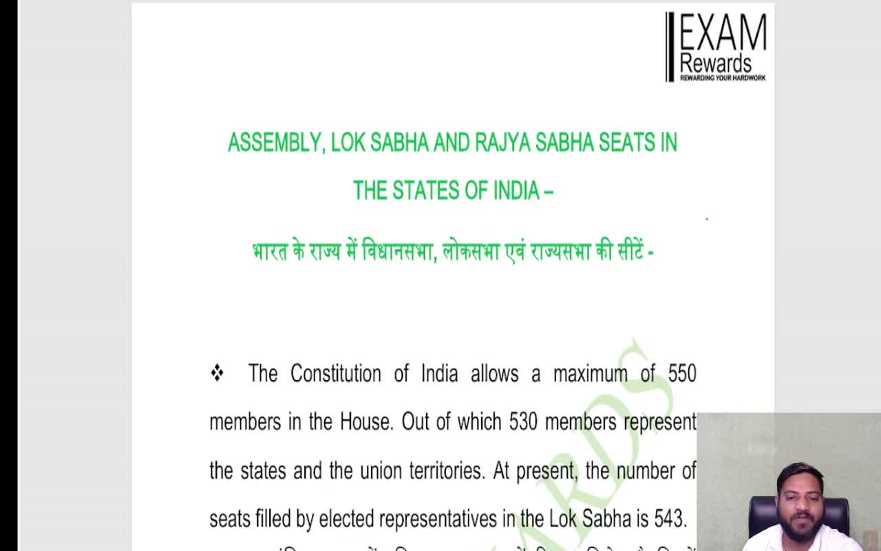 ASSEMBLY, LOK SABHA AND RAJYA SABHA SEATS IN THE STATES OF INDIA
