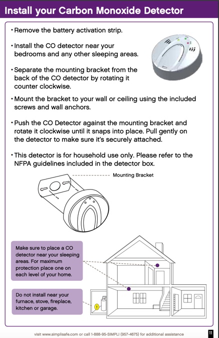 ‎original Simplisafe® Carbon Monoxide Detector Installation Guide Simplisafe Support Home 5285