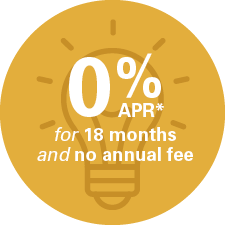 0% APR* for 18 months and no annual fee