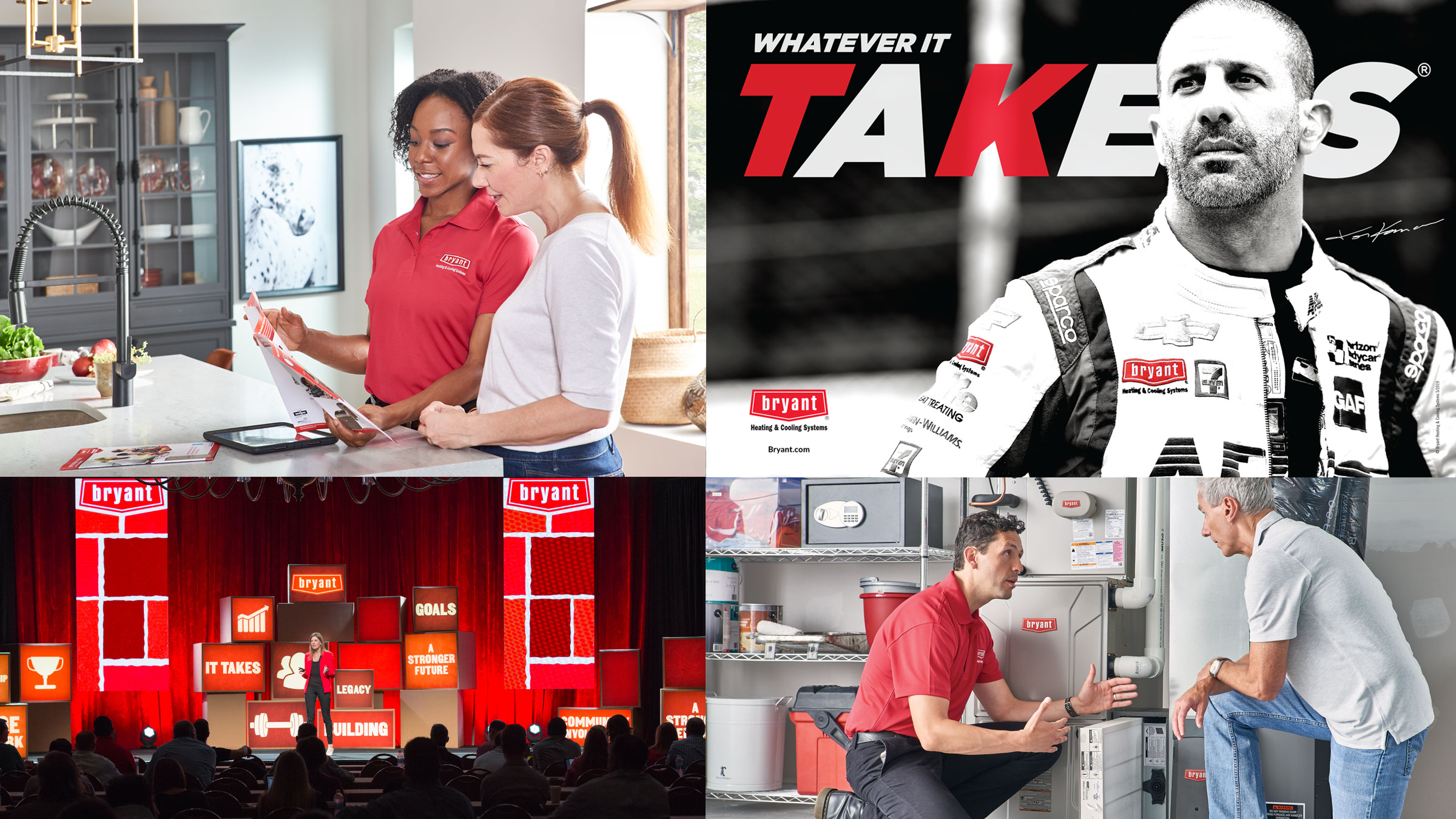 still images from four different Bryant ad campaigns