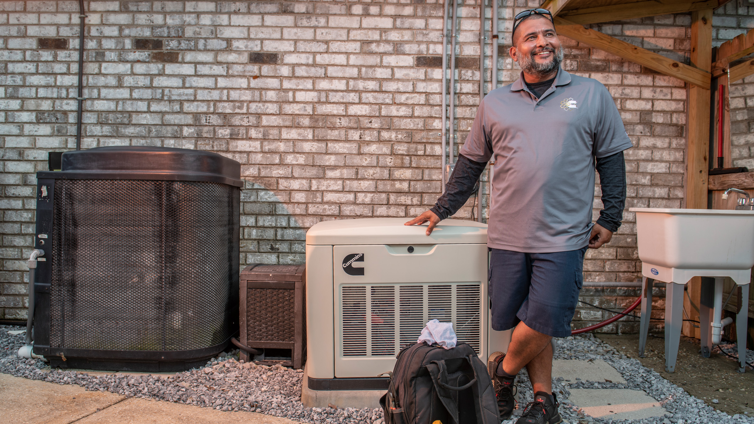 Cummins field tech with outdoor generator