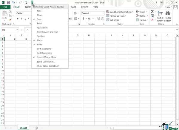 how do you customize the quick access toolbar excel for mac