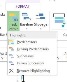 Format tab of Gantt Chart in Project 2013