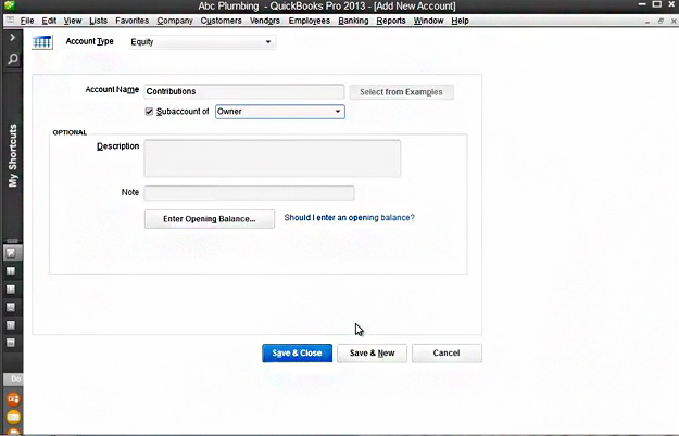 Add New Account Dialog Box