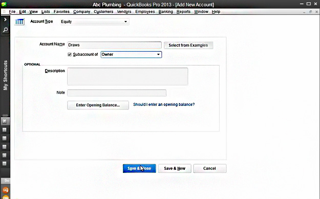 Add New Account Dialog Box