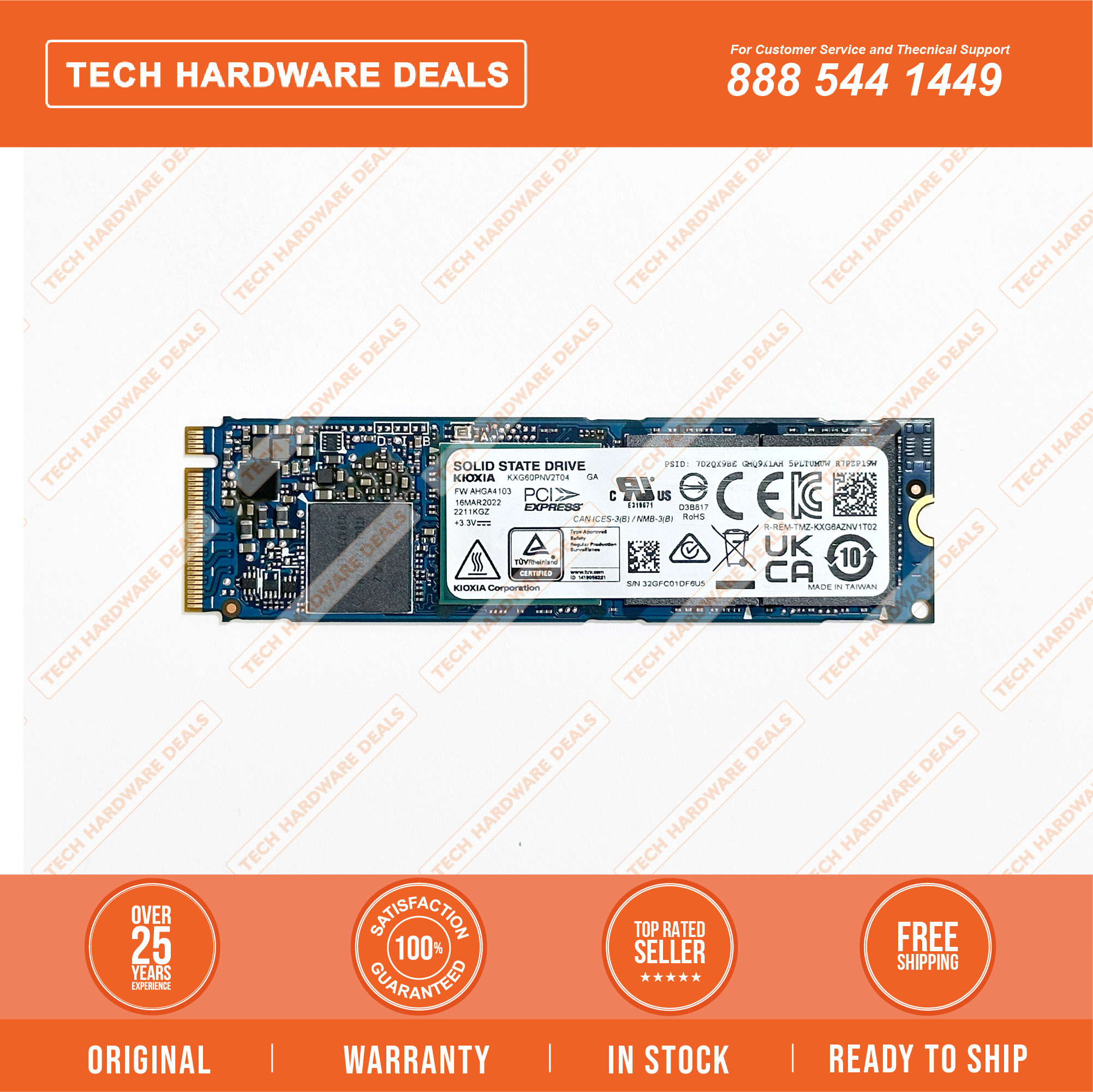 KXG6AZNV1T02 NEW BULK Toshiba 1TB TLC PCIE Gen3 X4 NVME M.2