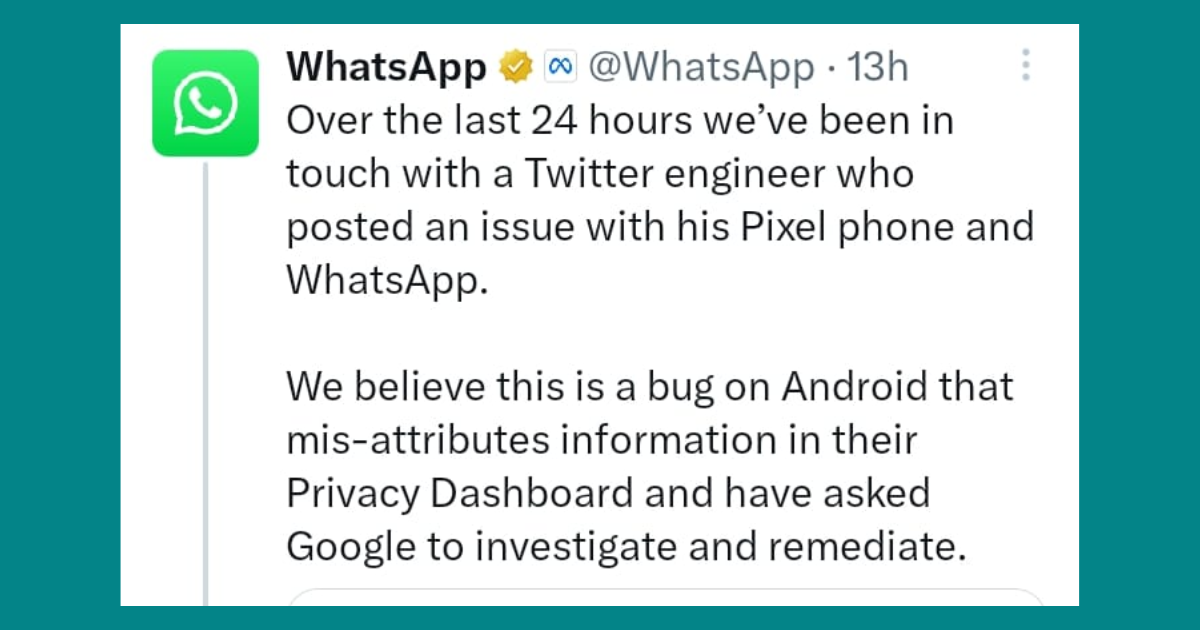 WhatsApp response after Elon Musk's "Trust Nothing" Tweet