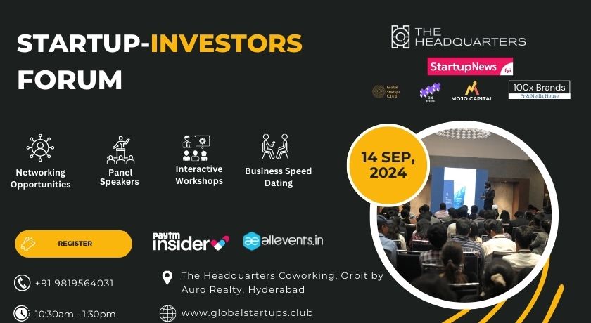 Startup Investors Forum (GSC) | Hyderabad | September 14