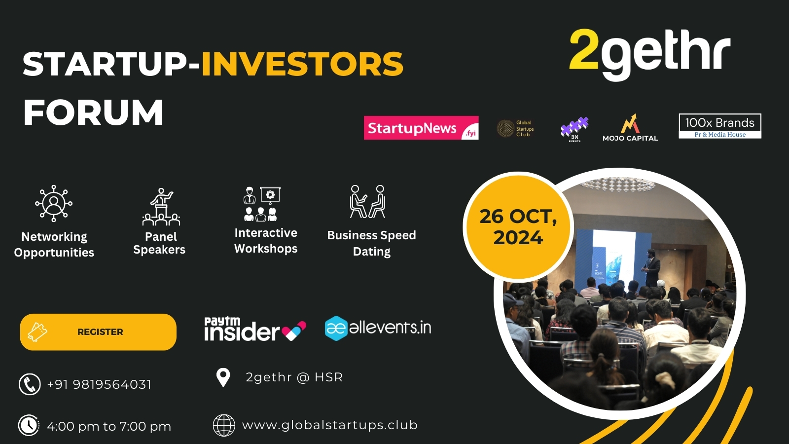 Startup Investors Forum (GSC) | Bangalore | October 26