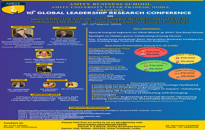 10th GLOBAL LEADERSHIP RESEARCH CONFERENCE (GLRC 2025) | Noida | Mar 19-21