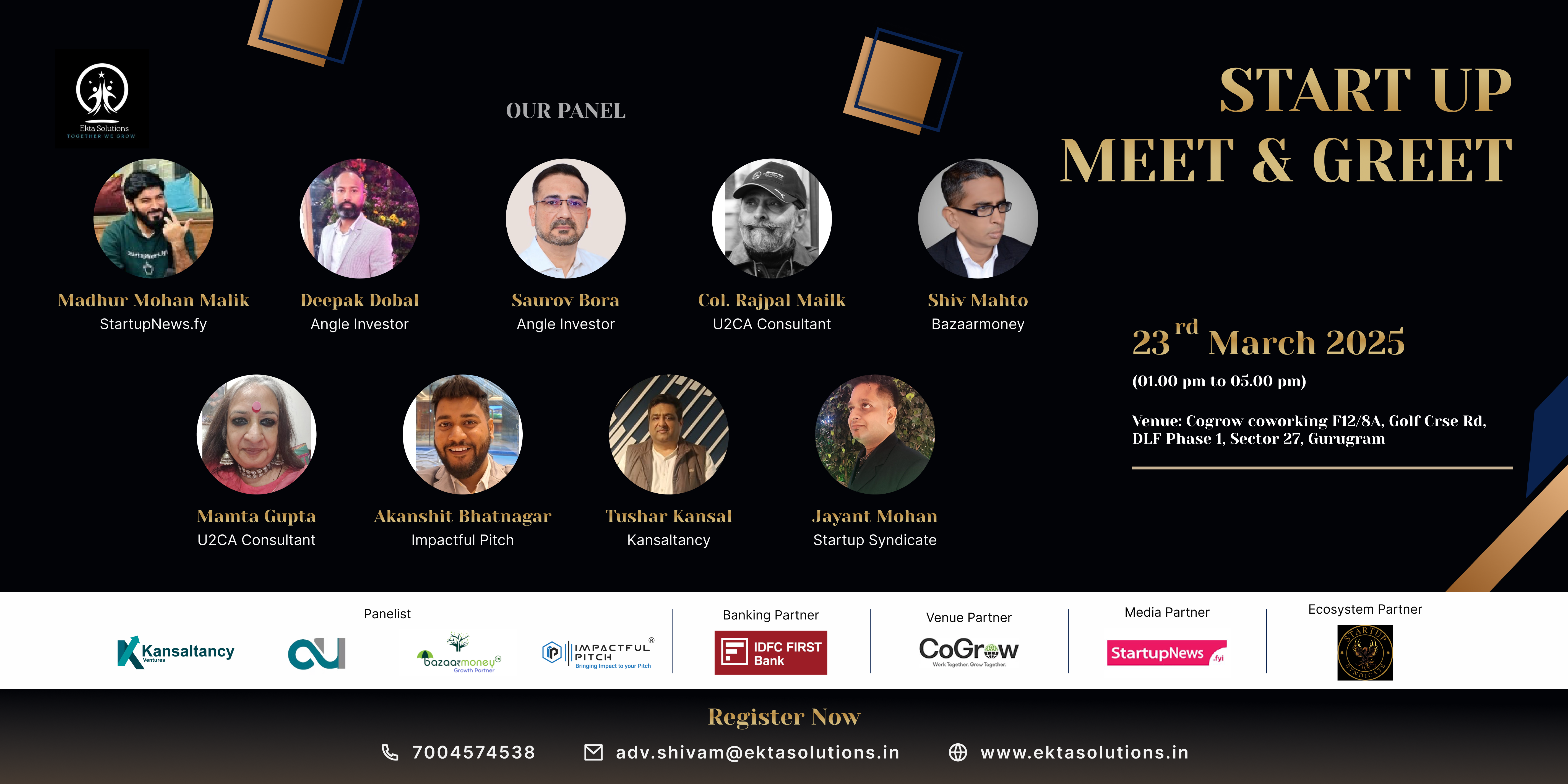 Startup-Investor Meet & Greet Event | Gurgaon | Mar 23