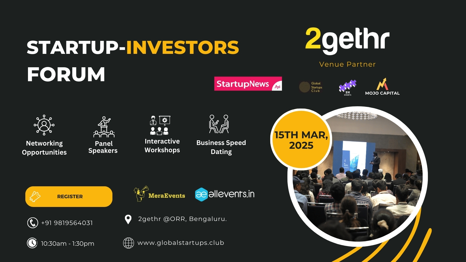 GLOBAL STARTUPS CLUB – Startup Investors Forum | Bengaluru | Mar 15