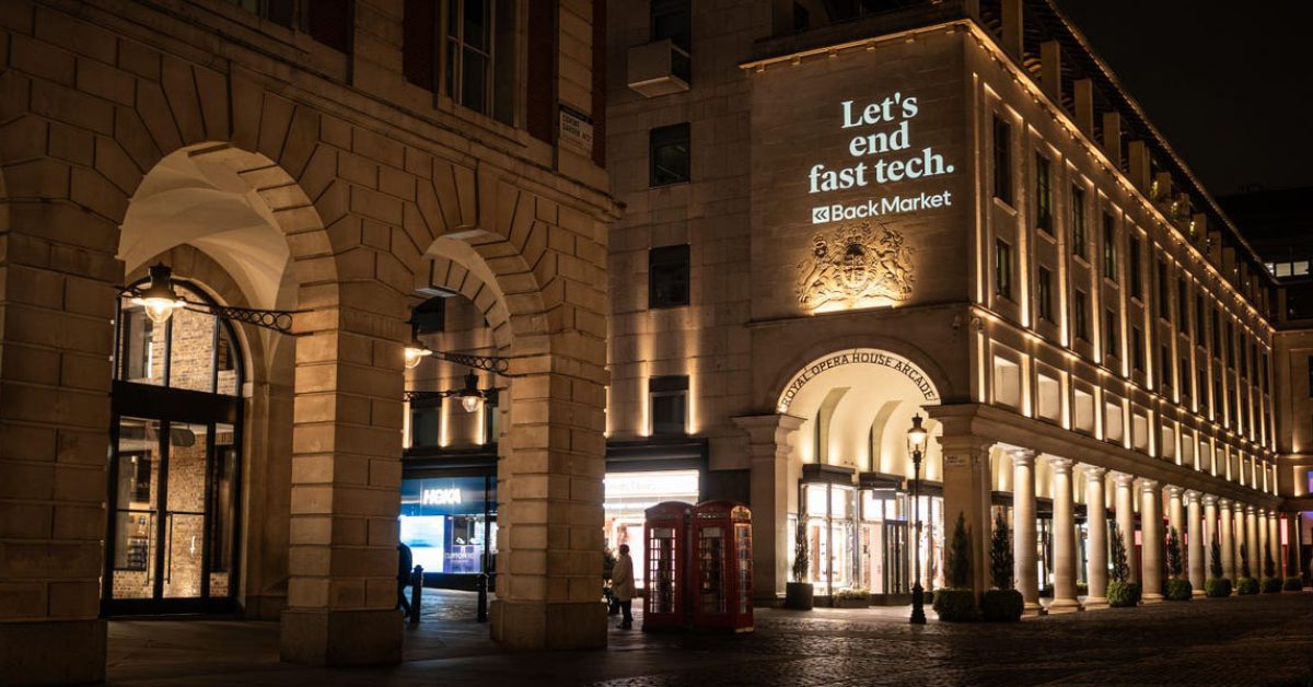 Back Market calls for end to fast tech, projected onto Apple Store