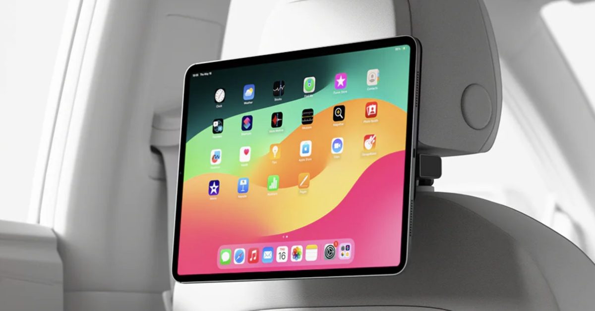 This charging iPad mount turns your car into a mobile movie theater
