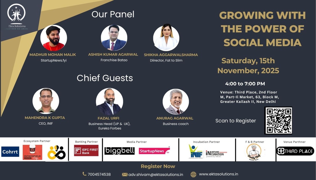Growing with the Power of Social Media | Delhi | 15 November