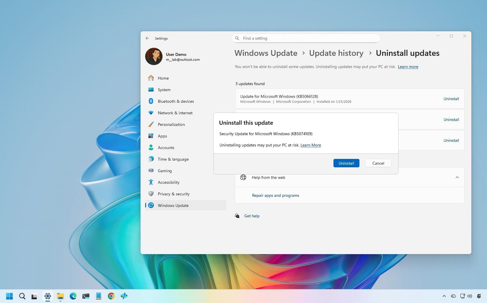 Windows 11 won’t even let some users uninstall KB5074109 — error 0x800f0905…
