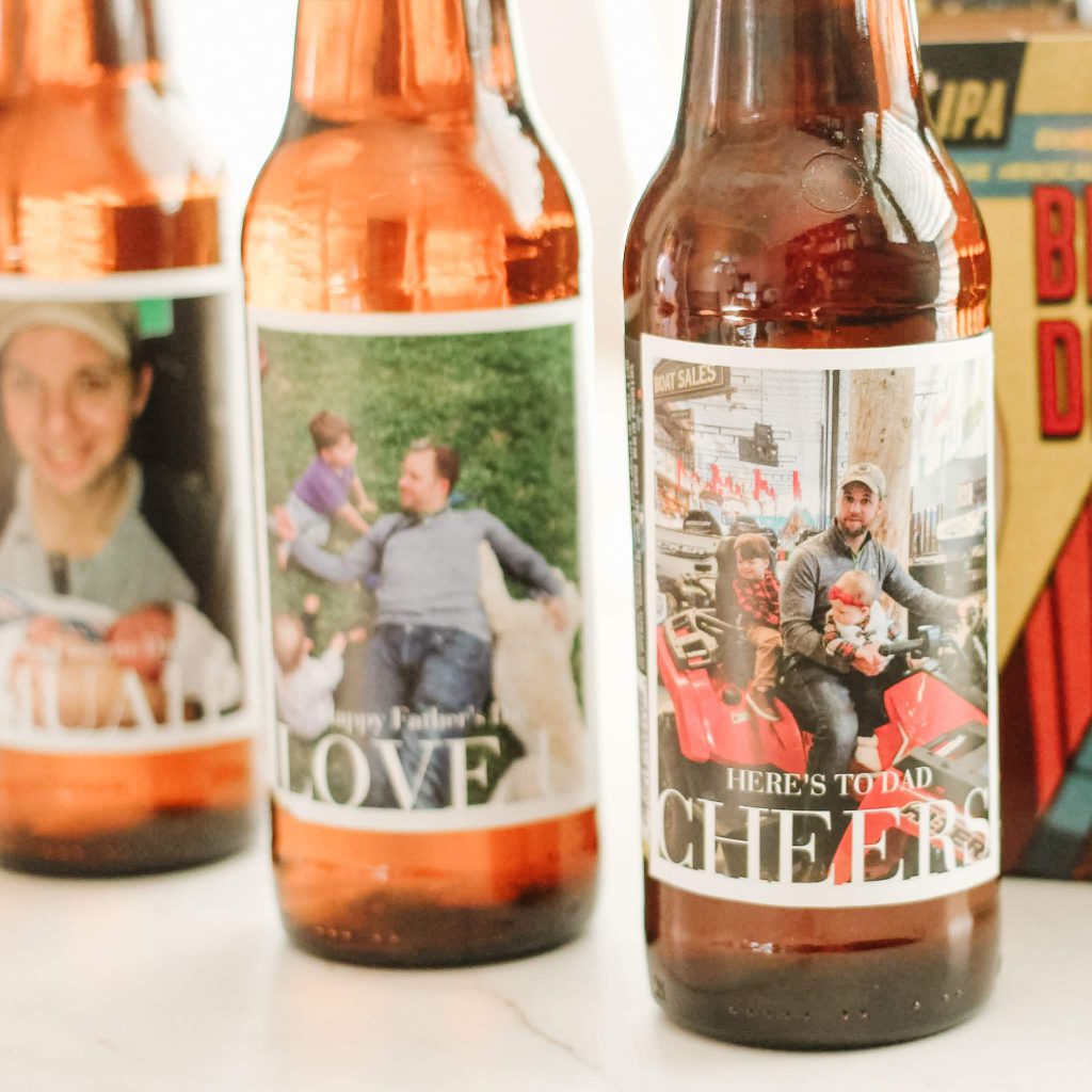 Photo Bottle Labels by Pinhole Press. Personalized beer labels made by @simplywholemoms.