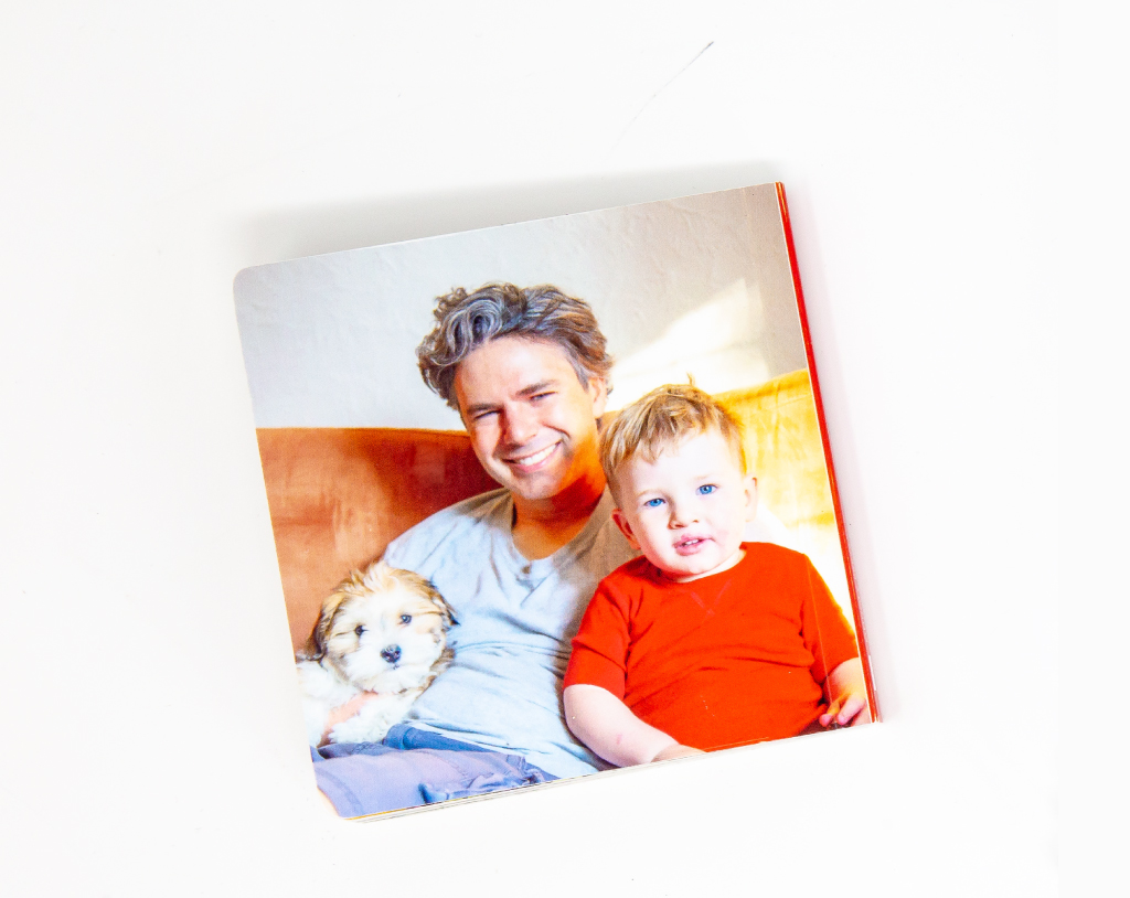 An itty bitty softcover photo book for Dad made by Pinhole Press.