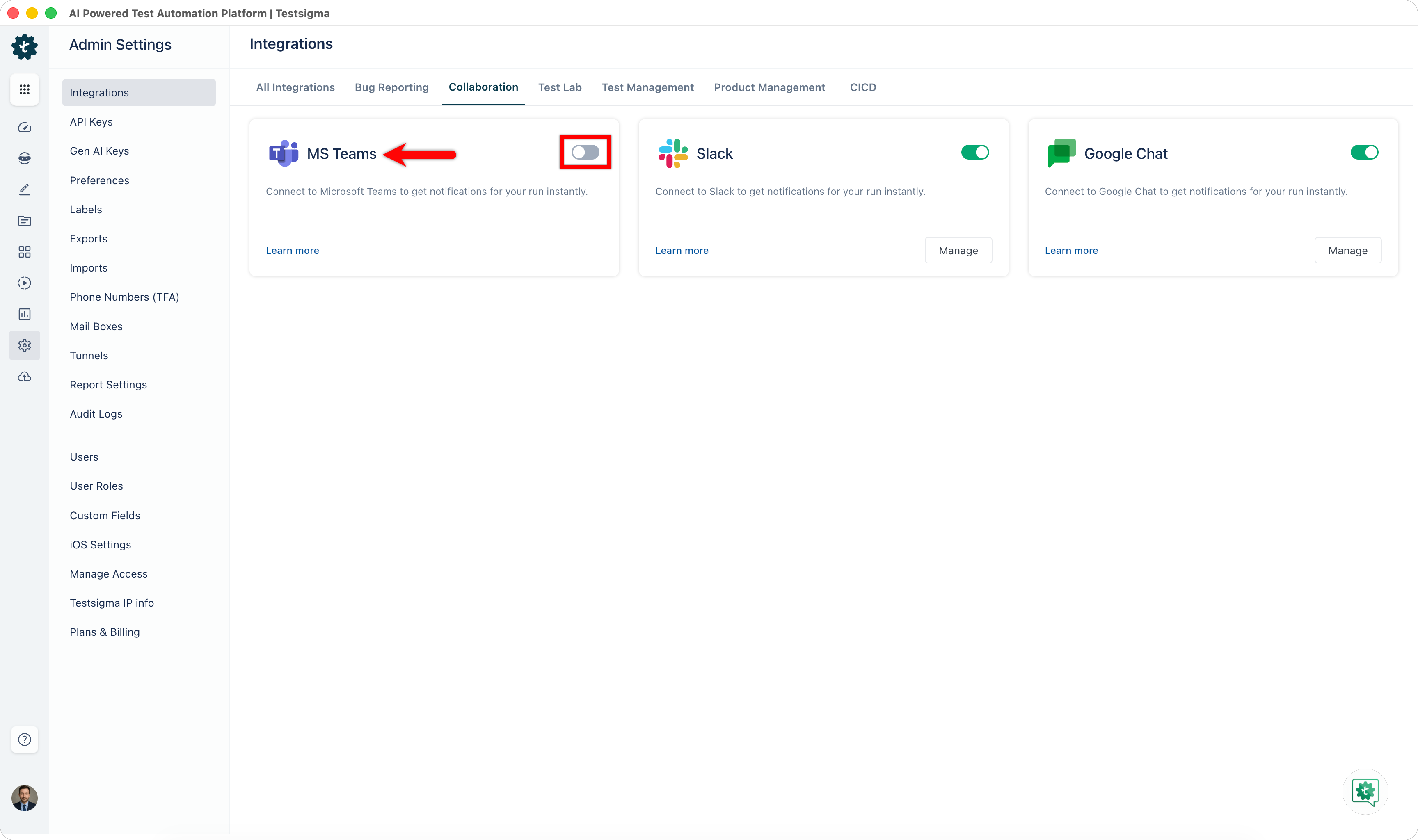 MS Teams Toggle