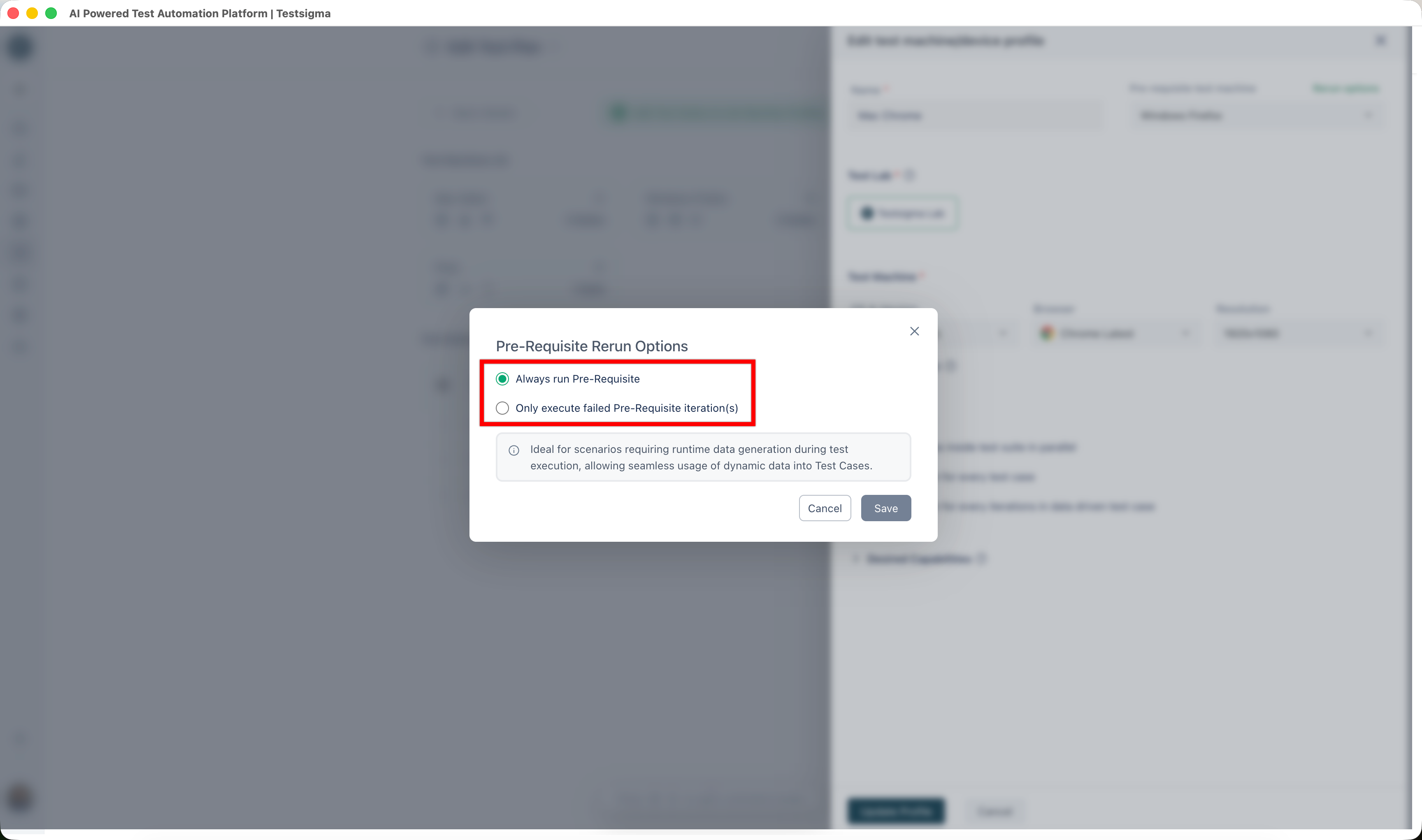 Rerun Options for Machines