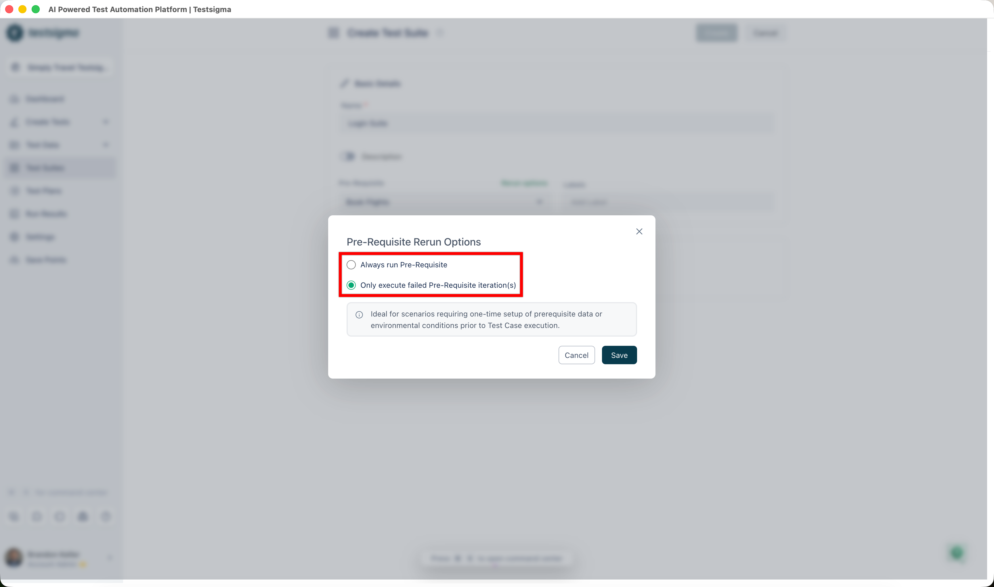 Pre-Requisite Rerun Options