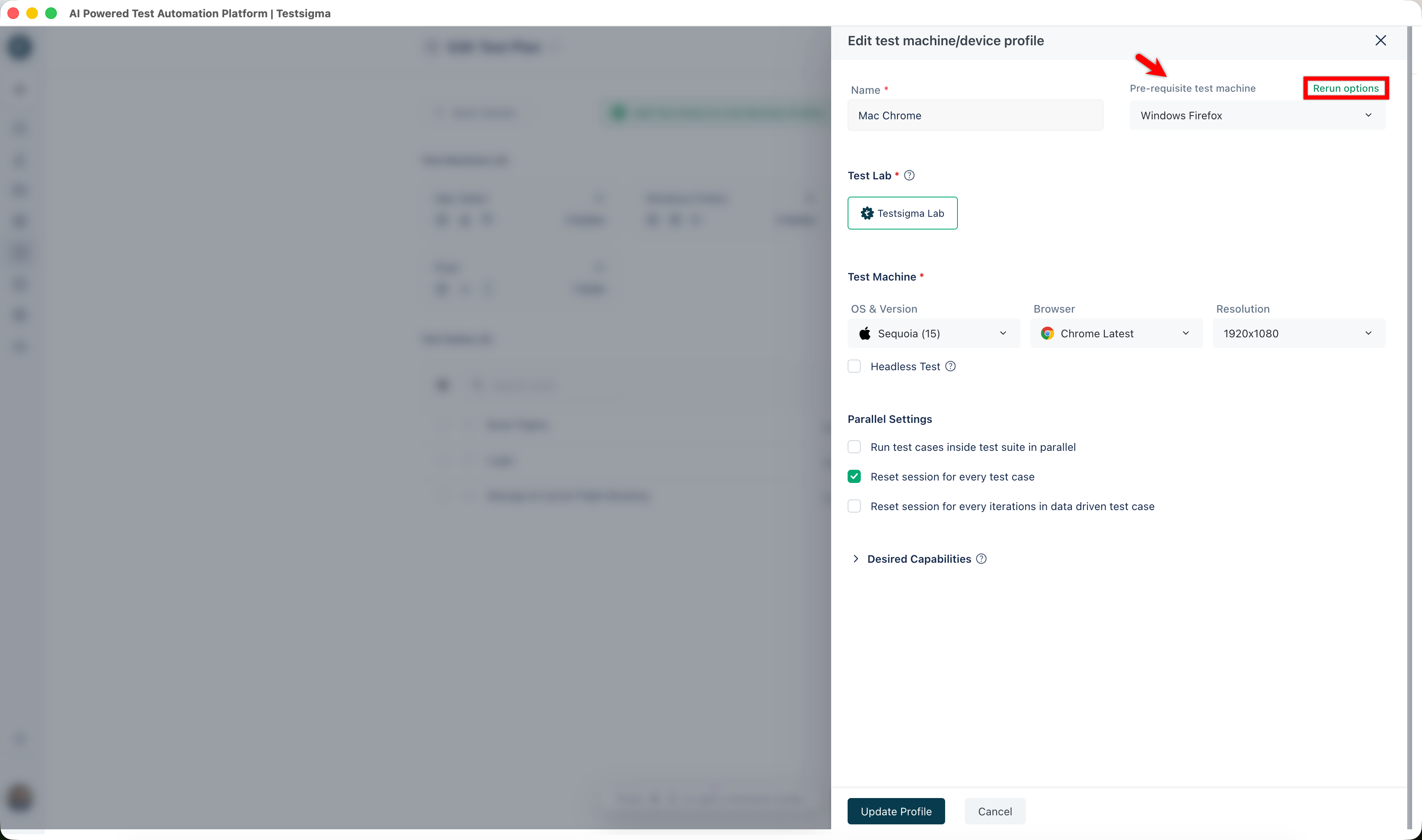Pre-Requisite Rerun Options for Machines