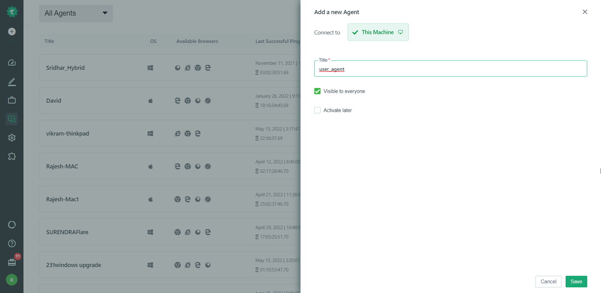 Add new agent form