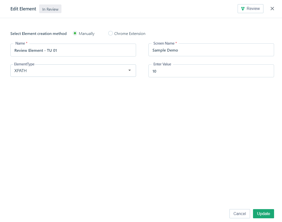 Review-Button-on-Edit-Element-tab-in-Testsigma