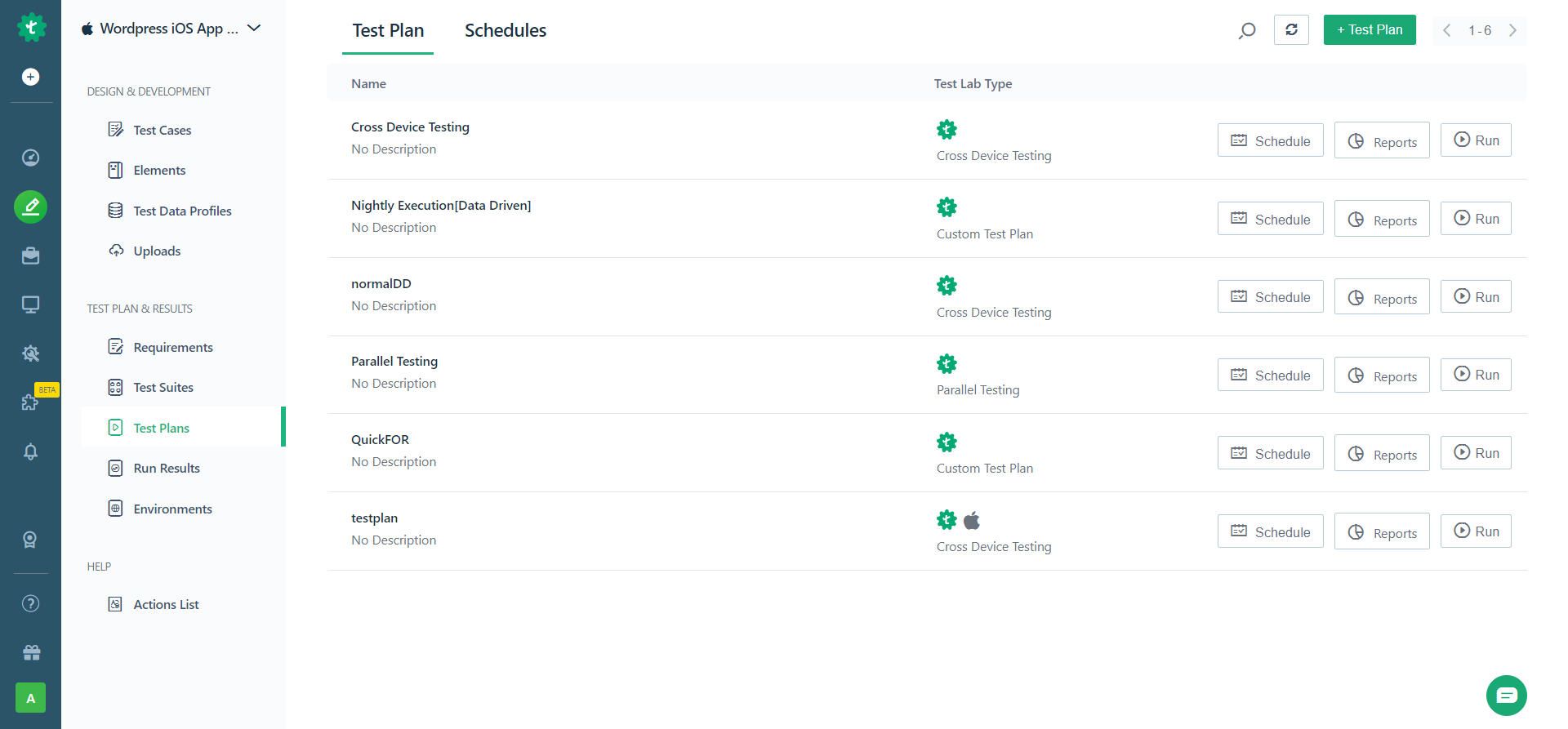 test plan running in Testsigma