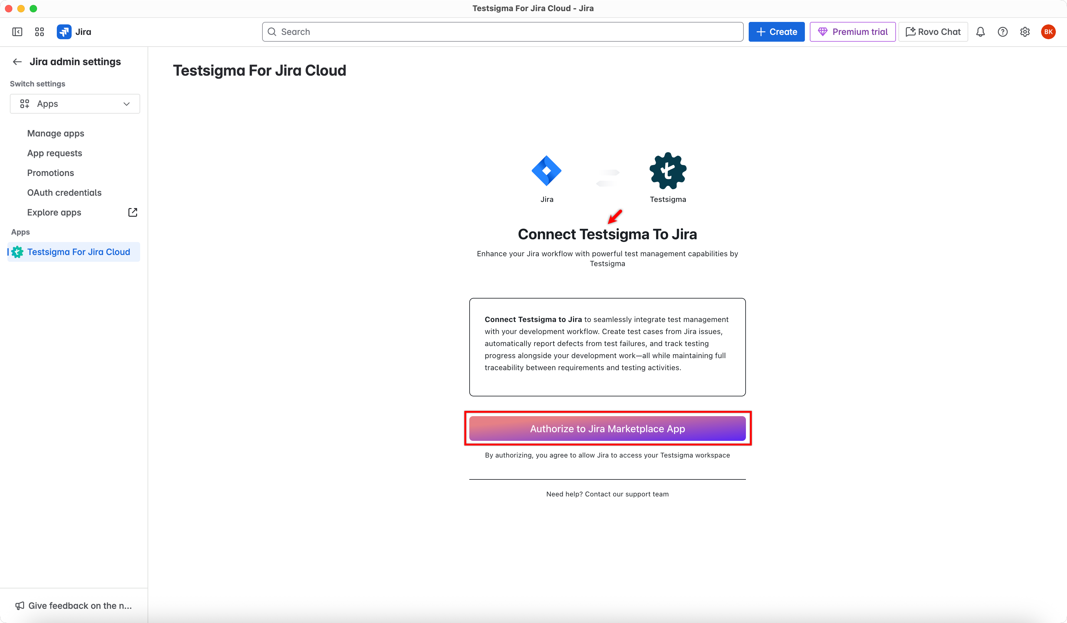 Connect Testsigma to Jira
