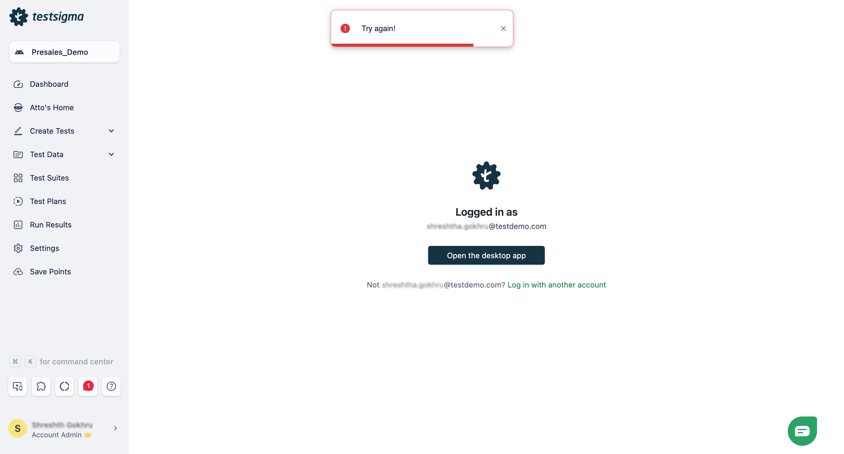 Authentication Error in Copilot